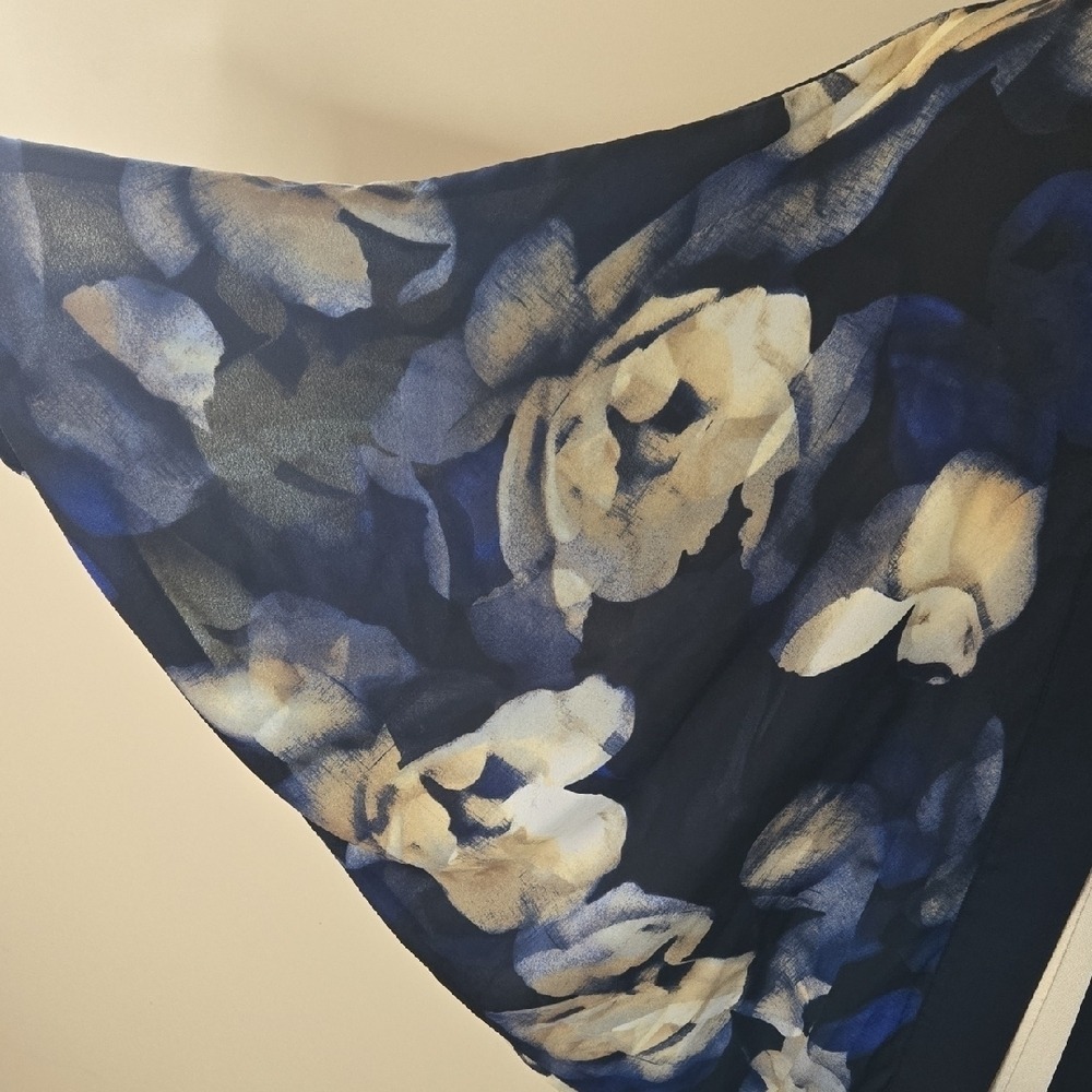 A New Day Cream Navy Floral Kimono Waterfall Sleeves Beach Coastal Boho Bohemian - Picture 3 of 12